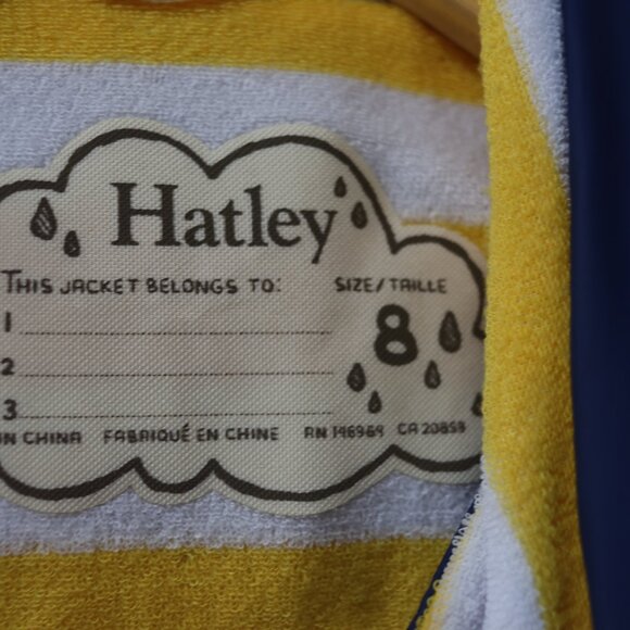 Hatley Blue Raincoat Fun Stripe Terry Cloth Lining 8 - Picture 6 of 9